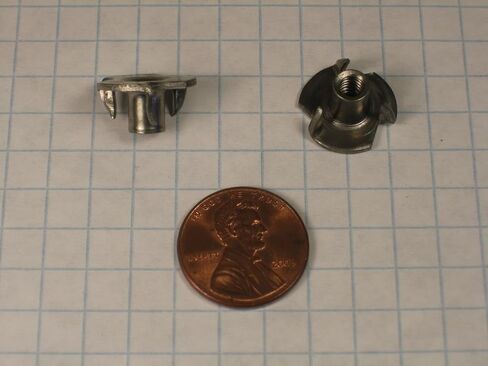 TEE NUT, #8-32 THREAD, 3-PRONGED, PLAIN STEEL, 1/4" BARREL LENGTH, 9/16" FLANGE in Saudi Arabia