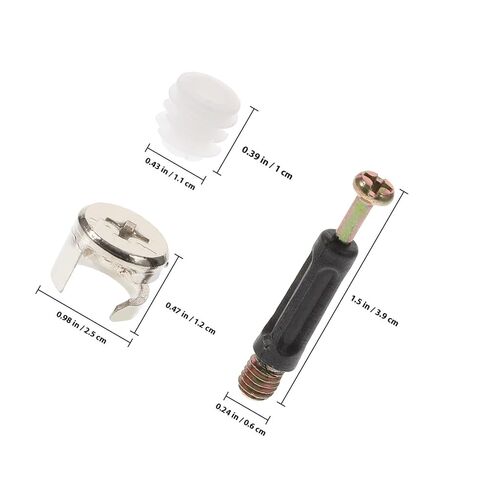 Vaguelly 100 Sets 3-in-1 Furniture Cam Lock Connectors Kit with 40mm Black Rod, Hardened Iron Eccentric Nut, and Nylon Dowels for Cabinet and Furniture Assembly in Saudi Arabia