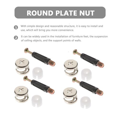Vaguelly 100 Sets 3-in-1 Furniture Cam Lock Connectors Kit with 40mm Black Rod, Hardened Iron Eccentric Nut, and Nylon Dowels for Cabinet and Furniture Assembly in Saudi Arabia