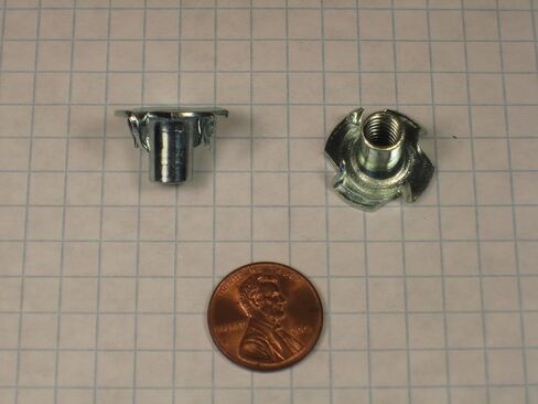 TEE NUT, #1/4"-20 THREAD, 4-PRONGED, ZINC-PLATED, 7/16" BARREL LENGTH,5/16" BORE in Saudi Arabia