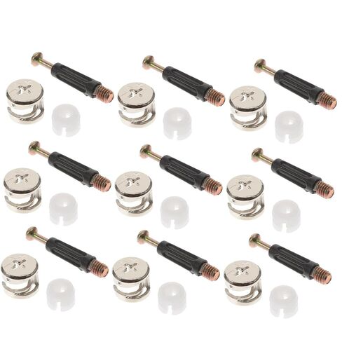Lurrose 100 Sets Furniture Connector Cam Lock Fittings with 40mm Black Rod, Hardened Iron Eccentric Barrel Nuts and Nylon Dowels for Cabinet and Wardrobe Assembly in Saudi Arabia