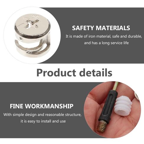 Lurrose 100 Sets Furniture Connector Cam Lock Fittings with 40mm Black Rod, Hardened Iron Eccentric Barrel Nuts and Nylon Dowels for Cabinet and Wardrobe Assembly in Saudi Arabia