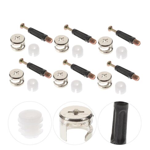 Lurrose 100 Sets Furniture Connector Cam Lock Fittings with 40mm Black Rod, Hardened Iron Eccentric Barrel Nuts and Nylon Dowels for Cabinet and Wardrobe Assembly in Saudi Arabia
