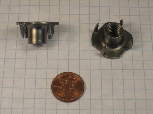 TEE NUT, #3/8"-16 THREAD, 4-PRONGED, ZINC-PLATED, 7/16" BARREL LENGTH,7/16" BORE in Saudi Arabia