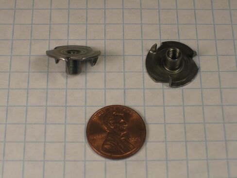 TEE NUT, #8-32 THREAD, 3-PRONGED, PLAIN STEEL, 1/4" BARREL LENGTH, 11/16" FLANGE in Saudi Arabia