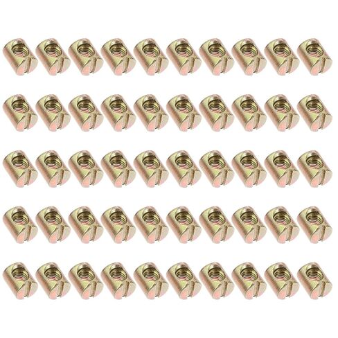 55pcs M6x12 Steel Slotted Nuts Cross Dowels Barrel Nuts Furniture Fastening Connectors for Bed Crib Chair Assembly in Saudi Arabia