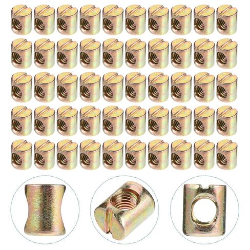 55pcs M6x12 Steel Slotted Nuts Cross Dowels Barrel Nuts Furniture Fastening Connectors for Bed Crib Chair Assembly in Saudi Arabia