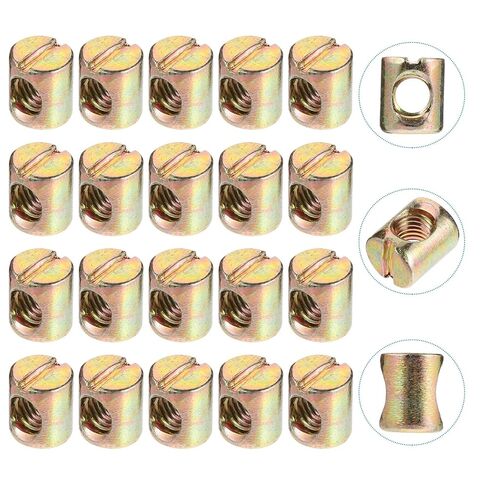 55pcs M6x12 Steel Slotted Nuts Cross Dowels Barrel Nuts Furniture Fastening Connectors for Bed Crib Chair Assembly in Saudi Arabia