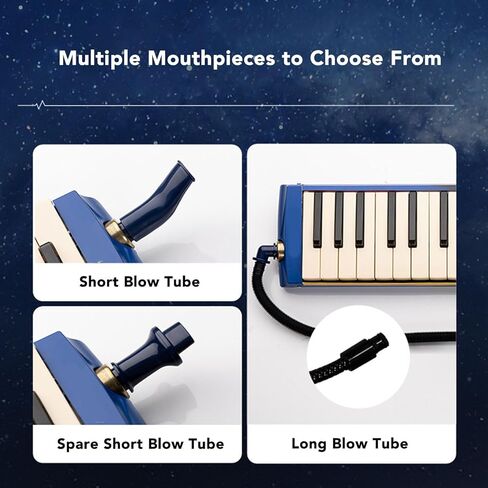 37 Key Melodica Air Piano Keyboard Instrument with Double Soft Tubes and 2pcs Mouthpiece, Comes with Carrying Bag in Saudi Arabia