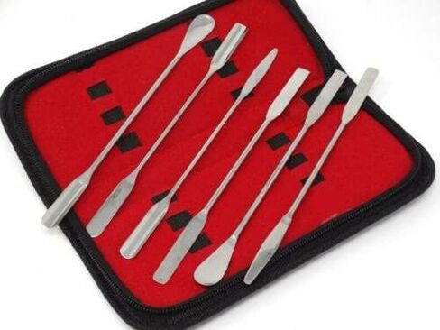 6 PCS Micro Lab Spatula Sampler Set, Stainless Steel Double Ended Sampling Spoon Mixing Spatulas, Square, Scoop, Round & Tapered Arrow End, 7" Length in Saudi Arabia