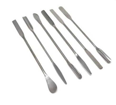 6 PCS Micro Lab Spatula Sampler Set, Stainless Steel Double Ended Sampling Spoon Mixing Spatulas, Square, Scoop, Round & Tapered Arrow End, 7" Length in Saudi Arabia