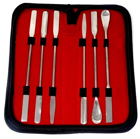 6 PCS Micro Lab Spatula Sampler Set, Stainless Steel Double Ended Sampling Spoon Mixing Spatulas, Square, Scoop, Round & Tapered Arrow End, 7" Length in Saudi Arabia