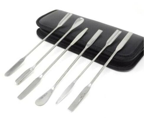 6 PCS Micro Lab Spatula Sampler Set, Stainless Steel Double Ended Sampling Spoon Mixing Spatulas, Square, Scoop, Round & Tapered Arrow End, 7" Length in Saudi Arabia