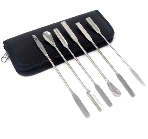 6 PCS Micro Lab Spatula Sampler Set, Stainless Steel Double Ended Sampling Spoon Mixing Spatulas, Square, Scoop, Round & Tapered Arrow End, 7" Length in Saudi Arabia