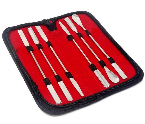 6 PCS Micro Lab Spatula Sampler Set, Stainless Steel Double Ended Sampling Spoon Mixing Spatulas, Square, Scoop, Round & Tapered Arrow End, 7" Length in Saudi Arabia