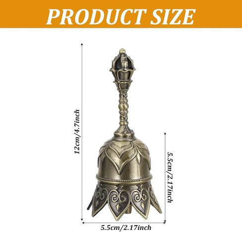 Super Loud Brass Hand Bell for Ringing at Wedding, Lotus, Seniors Bedside, Teacher Classroom, Dinner Bell Service Call Bells Handbells Tibetan & Meditation Bells (Bronze) in Saudi Arabia