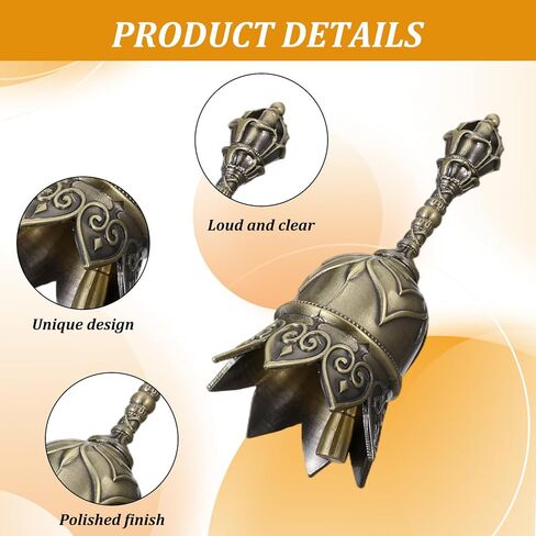 Super Loud Brass Hand Bell for Ringing at Wedding, Lotus, Seniors Bedside, Teacher Classroom, Dinner Bell Service Call Bells Handbells Tibetan & Meditation Bells (Bronze) in Saudi Arabia