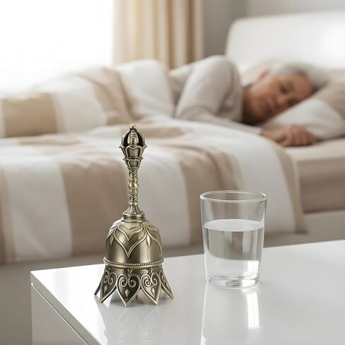 Super Loud Brass Hand Bell for Ringing at Wedding, Lotus, Seniors Bedside, Teacher Classroom, Dinner Bell Service Call Bells Handbells Tibetan & Meditation Bells (Bronze) in Saudi Arabia