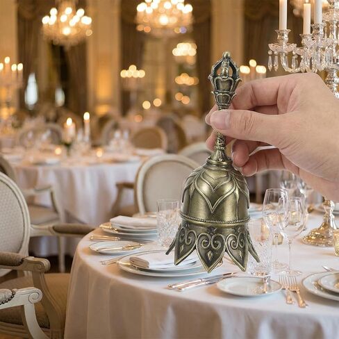 Super Loud Brass Hand Bell for Ringing at Wedding, Lotus, Seniors Bedside, Teacher Classroom, Dinner Bell Service Call Bells Handbells Tibetan & Meditation Bells (Bronze) in Saudi Arabia