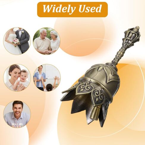 Super Loud Brass Hand Bell for Ringing at Wedding, Lotus, Seniors Bedside, Teacher Classroom, Dinner Bell Service Call Bells Handbells Tibetan & Meditation Bells (Bronze) in Saudi Arabia