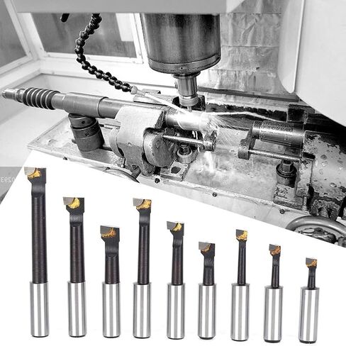 9 Piece Boring Bar Set, High Speed Steel, 5/16 to 9/16 Hole Diameter, Accurate Drilling Depth up to 3, Compact Storage for CNC Lathe Users in Saudi Arabia