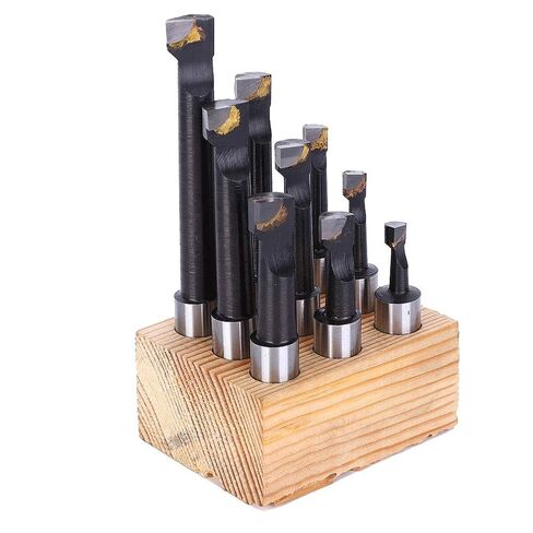 9 Piece Boring Bar Set, High Speed Steel, 5/16 to 9/16 Hole Diameter, Accurate Drilling Depth up to 3, Compact Storage for CNC Lathe Users in Saudi Arabia