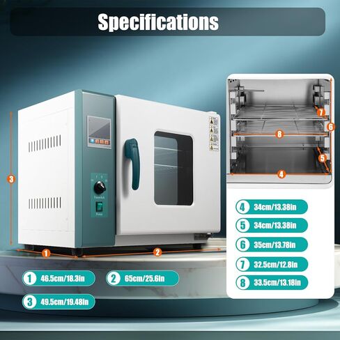 فرن تجفيف كهربائي أفقي بقدرة 1000 وات، فرن حراري يعمل بالهواء القسري مقاس 14 بوصة مع جهاز تحكم رقمي في درجة الحرارة PID للاستخدام الصناعي والمختبري والبحثي in Kuwait