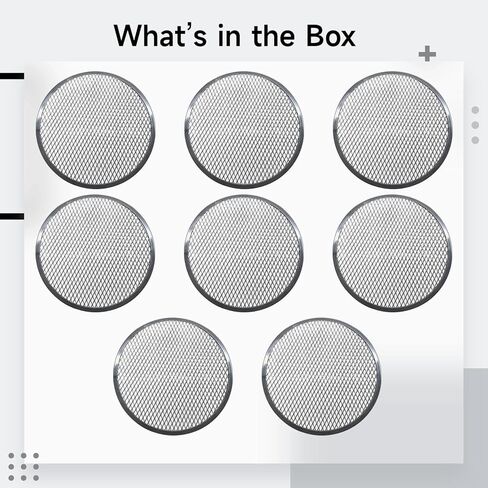 8 Pcs 8 in Pizza Screen, Round Aluminum Pizza Baking Tray, Commercial Grade, Heavy-Duty, Even Heating, Mesh Design, BBQ Grill Pan in Kuwait