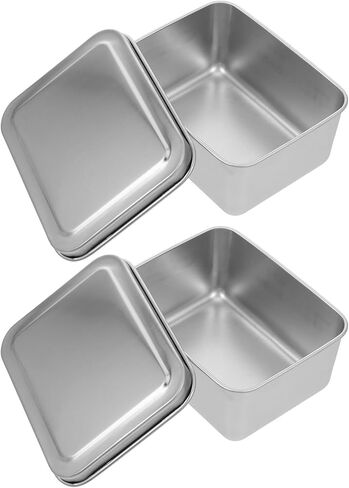Toyvian 2pcs Stainless Steel Baking Pan with Lid 13x10x6cm Rectangular Food Storage Container Reusable Oven Bakeware for Meal Prep and Kitchen Use in Saudi Arabia