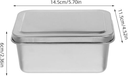 Toyvian 2pcs Stainless Steel Baking Pan with Lid 13x10x6cm Rectangular Food Storage Container Reusable Oven Bakeware for Meal Prep and Kitchen Use in Saudi Arabia