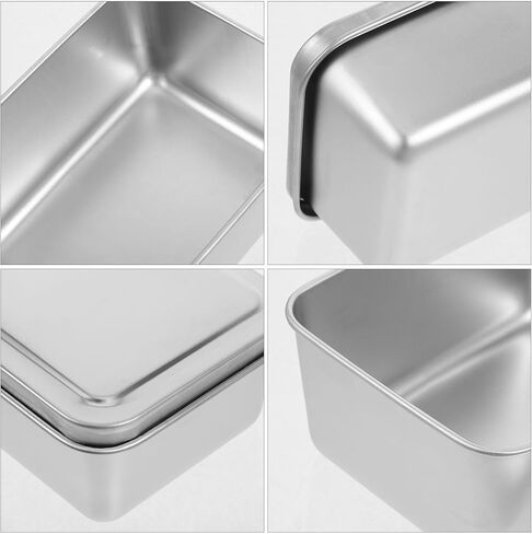 Toyvian 2pcs Stainless Steel Baking Pan with Lid 13x10x6cm Rectangular Food Storage Container Reusable Oven Bakeware for Meal Prep and Kitchen Use in Saudi Arabia