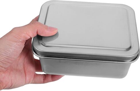 Toyvian 2pcs Stainless Steel Baking Pan with Lid 13x10x6cm Rectangular Food Storage Container Reusable Oven Bakeware for Meal Prep and Kitchen Use in Saudi Arabia