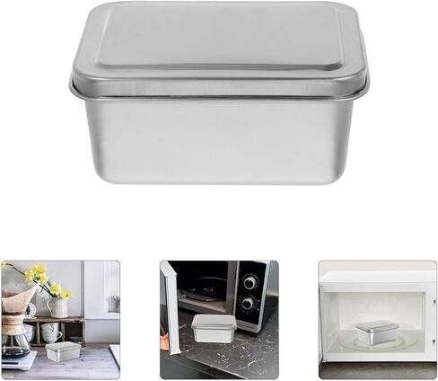 Toyvian 2pcs Stainless Steel Baking Pan with Lid 13x10x6cm Rectangular Food Storage Container Reusable Oven Bakeware for Meal Prep and Kitchen Use in Saudi Arabia