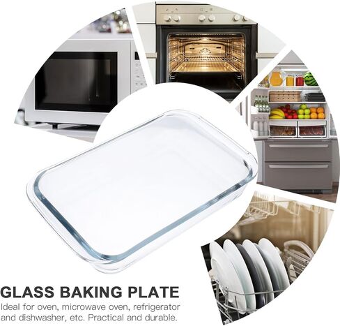 Luxshiny Tempered Glass Baking Plate Large 1l Heat-resistant Glass Grill Tray Microwave Safe Cooking Pan for Home Oven Use in Saudi Arabia