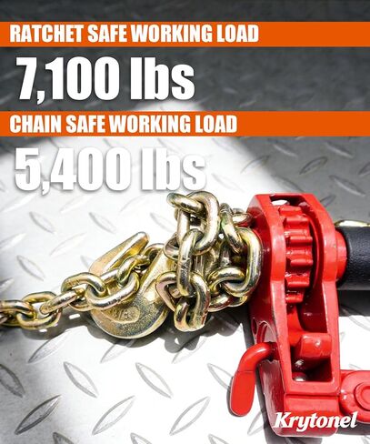 Load Binder & Grade 70 Chain Kit, 5/16" x 10 ft Transport Chains with Folding Handle Binders, 4,700 lb Working Load, 2 Pack in Kuwait