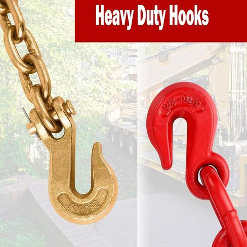 Chain Binder Kit 5/16"-3/8" 2Pcs, Ratchet Load Binders 9200 lbs Working Load Limit, G70 5/16"×10ft Heavy Duty Ratchet Binders and Chains with Grab Hooks for Truck, Tie Down, Hauling, Towing in Kuwait
