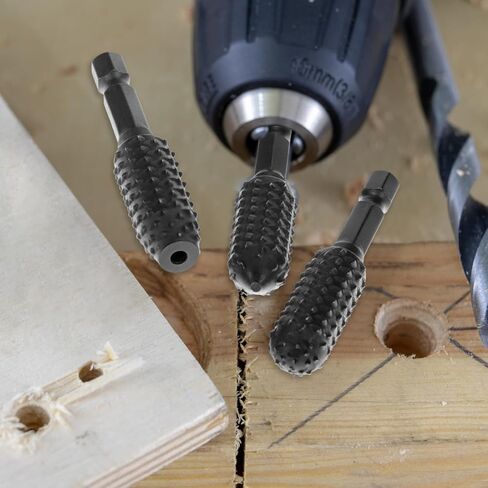 QWORK 10 Pieces Rotary Burr Wood Carving Rasp Files Set - 1/4" Hex Shank, Precision Milled, for Wood Plastic Engraving Deburring in Saudi Arabia