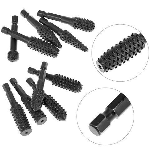 QWORK 10 Pieces Rotary Burr Wood Carving Rasp Files Set - 1/4" Hex Shank, Precision Milled, for Wood Plastic Engraving Deburring in Saudi Arabia