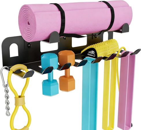 Multi-Purpose Gym Equipment Storage Rack for Resistance Bands,Heavy-Duty Wall-mounted Gym Home Rack for Exercise Bands,Yoga mat,Jump Ropes,Barbells,Home Gym Accessories Organization Storage Rack in Kuwait