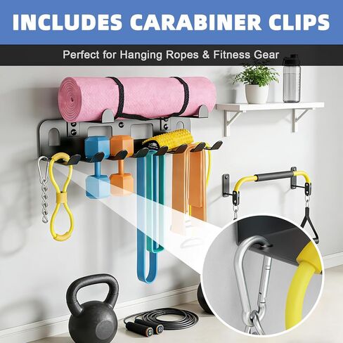 Multi-Purpose Gym Equipment Storage Rack for Resistance Bands,Heavy-Duty Wall-mounted Gym Home Rack for Exercise Bands,Yoga mat,Jump Ropes,Barbells,Home Gym Accessories Organization Storage Rack in Kuwait