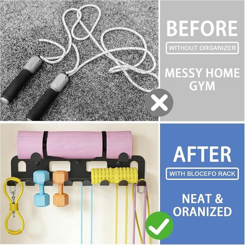 Multi-Purpose Gym Equipment Storage Rack for Resistance Bands,Heavy-Duty Wall-mounted Gym Home Rack for Exercise Bands,Yoga mat,Jump Ropes,Barbells,Home Gym Accessories Organization Storage Rack in Kuwait