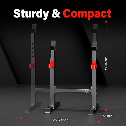 Adjustable Squat Rack, 550LBS Multi-Function Barbell Rack for Weight Lifting and Home Gym Fitness Workout Portable Squat Bench Press - Great for Beginners in Saudi Arabia