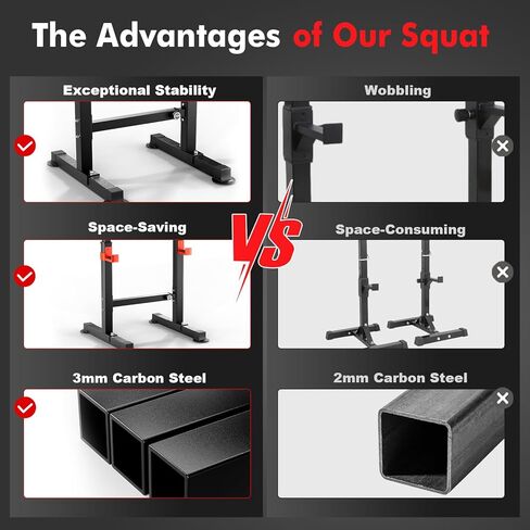 Adjustable Squat Rack, 550LBS Multi-Function Barbell Rack for Weight Lifting and Home Gym Fitness Workout Portable Squat Bench Press - Great for Beginners in Saudi Arabia