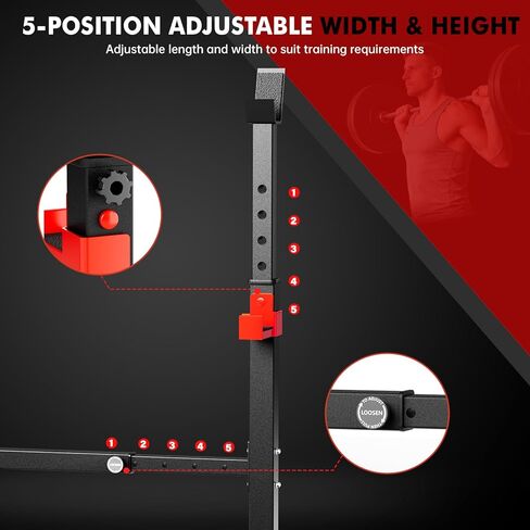 Adjustable Squat Rack, 550LBS Multi-Function Barbell Rack for Weight Lifting and Home Gym Fitness Workout Portable Squat Bench Press - Great for Beginners in Saudi Arabia