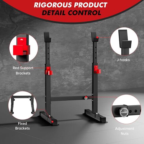 Adjustable Squat Rack, 550LBS Multi-Function Barbell Rack for Weight Lifting and Home Gym Fitness Workout Portable Squat Bench Press - Great for Beginners in Saudi Arabia