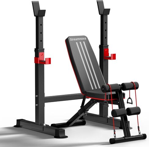 Adjustable Squat Rack, 550LBS Multi-Function Barbell Rack for Weight Lifting and Home Gym Fitness Workout Portable Squat Bench Press - Great for Beginners in Saudi Arabia