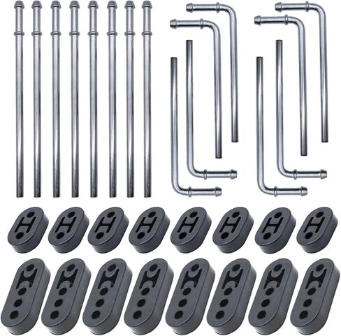8PCS Exhaust Hanger Rod Set Heavy Duty 3/8"(10MM) Rod 4PCS 90°7.6" Long + 4PCS Straight 10" Long Exhaust Muffler Hanger Mild Steel Zinc Coated Car Automotive Replacement Clamp Flanges Parts in Kuwait