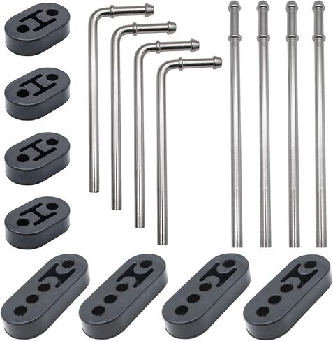 8PCS Exhaust Hanger Rod Set Heavy Duty 3/8"(10MM) Rod 4PCS 90°7.6" Long + 4PCS Straight 10" Long Exhaust Muffler Hanger Mild Steel Zinc Coated Car Automotive Replacement Clamp Flanges Parts in Kuwait