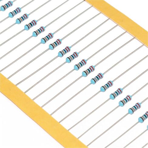 100Pcs 1/4W Metal Film Resistor 1.8 2 2.2 18 20 22 180 200 220 R Ohm K M 1% 0.25W Five-Color Ring Resistance 1R8 2R 2R2 18R 20R(62R) in Saudi Arabia