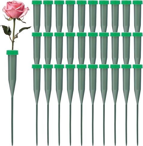30Pcs Flower Water Tube, 5.71 Inch Plastic Floral Tubes for Fresh Flower Stem, Single Floral Vials with Caps Arranging Supplies for Roses Bouquets Flowers- Green in Saudi Arabia